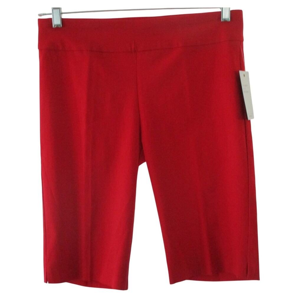 Zac & Rachel Women's Mid Rise Stretch Red Pull On Bermuda Shorts NWT Size 10